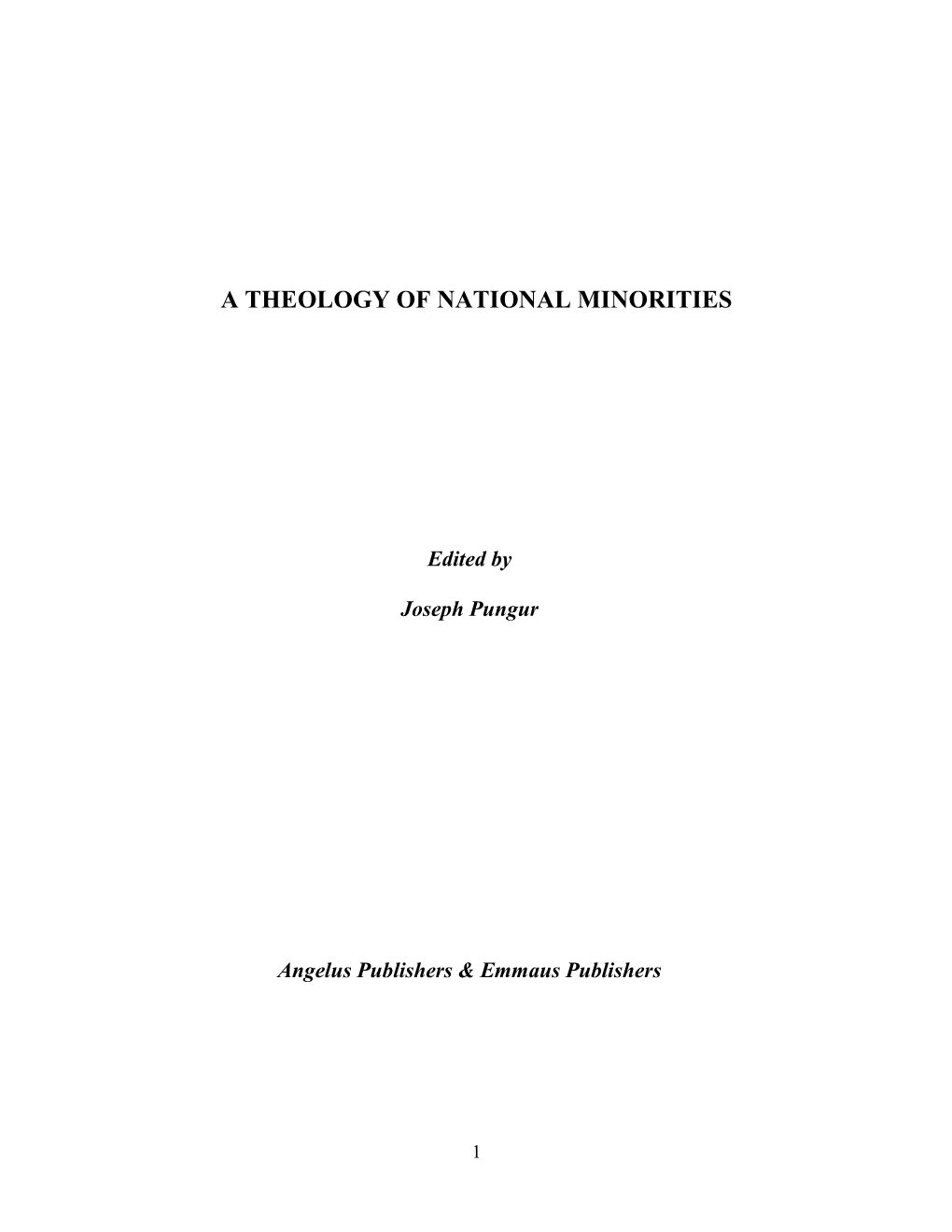 A Theology of National Minorities