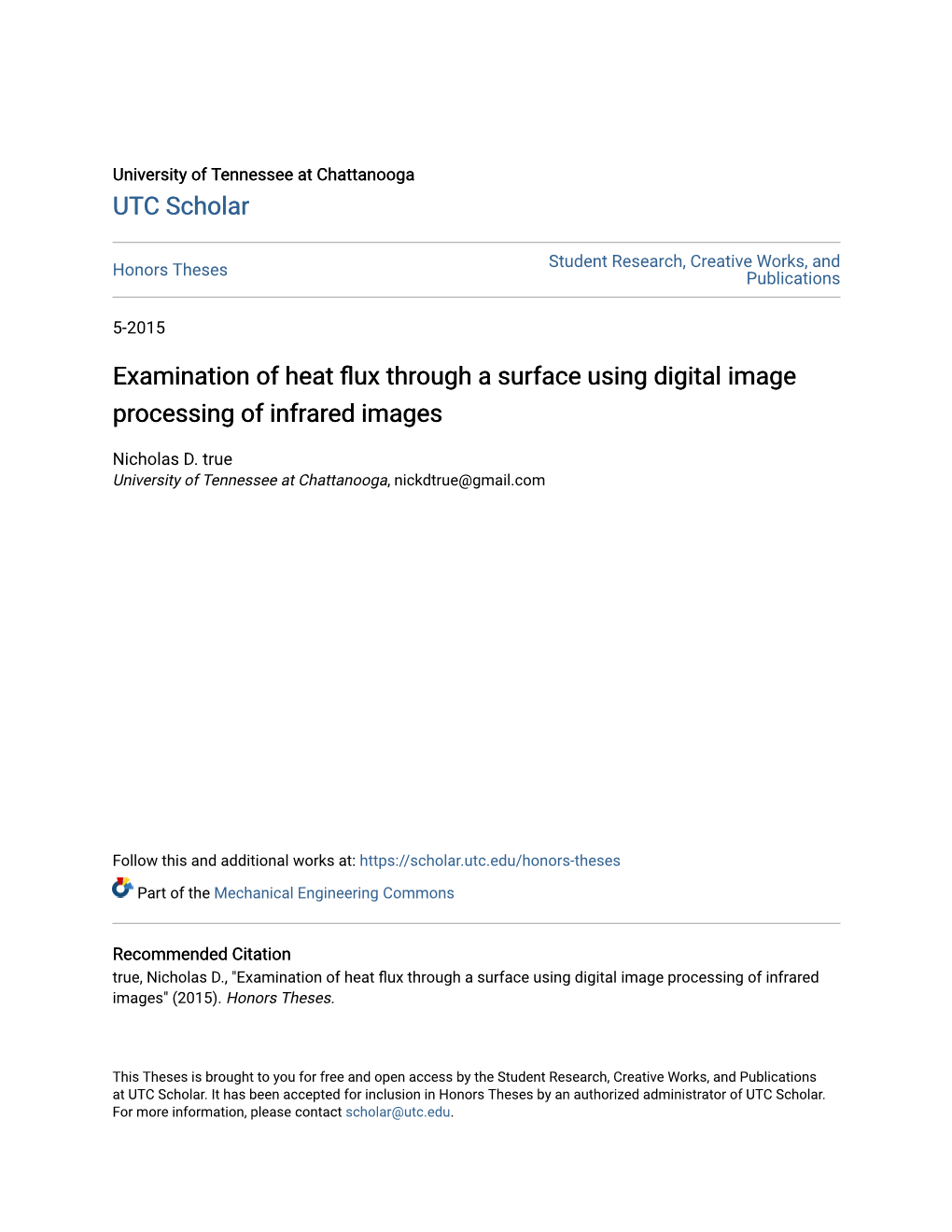 Examination of Heat Flux Through a Surface Using Digital Image Processing of Infrared Images