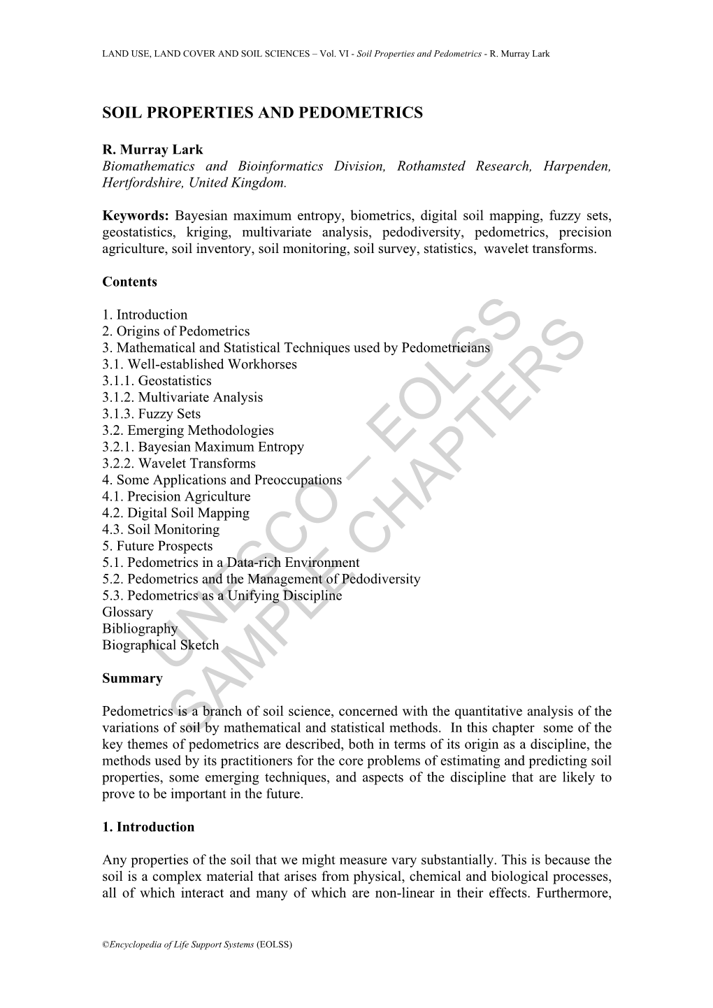 Soil Properties and Pedometrics - R