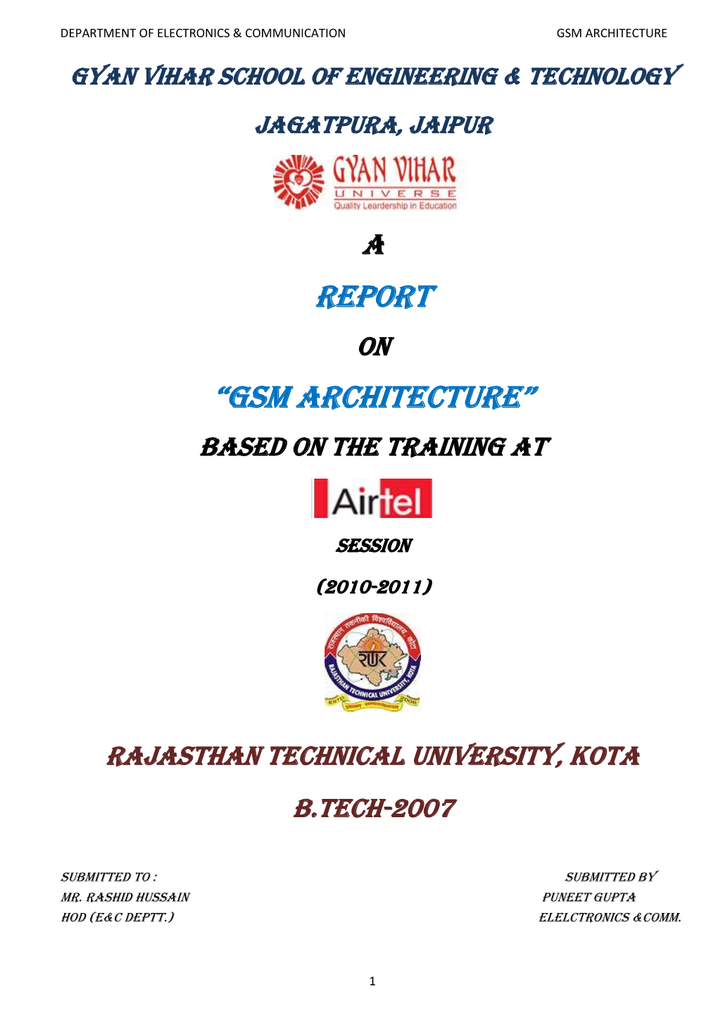 Report “GSM ARCHITECTURE”