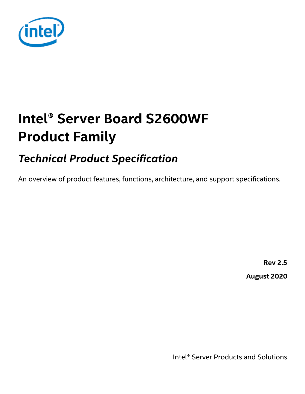S2600WF Technical Product Specification
