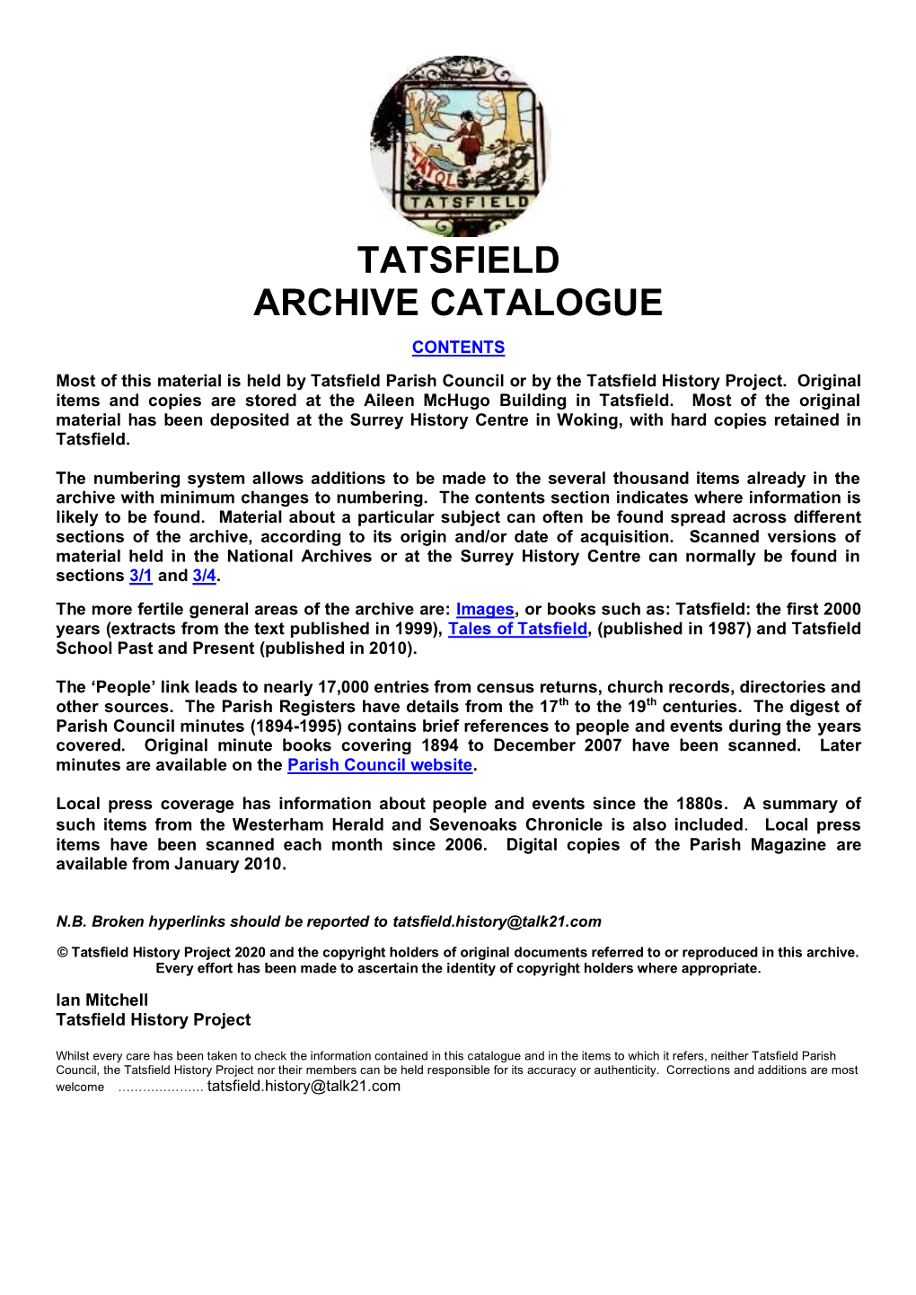 Tatsfield Archive Catalogue