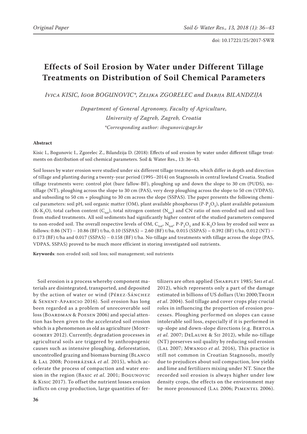 Effects of Soil Erosion by Water Under Different Tillage Treatments on Distribution of Soil Chemical Parameters