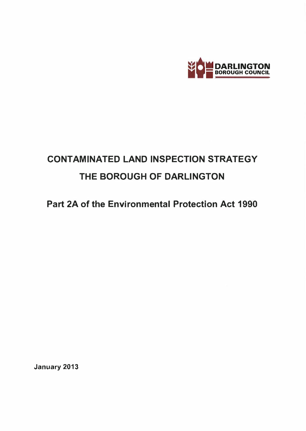 Contaminated Land Inspection Strategy January 2013