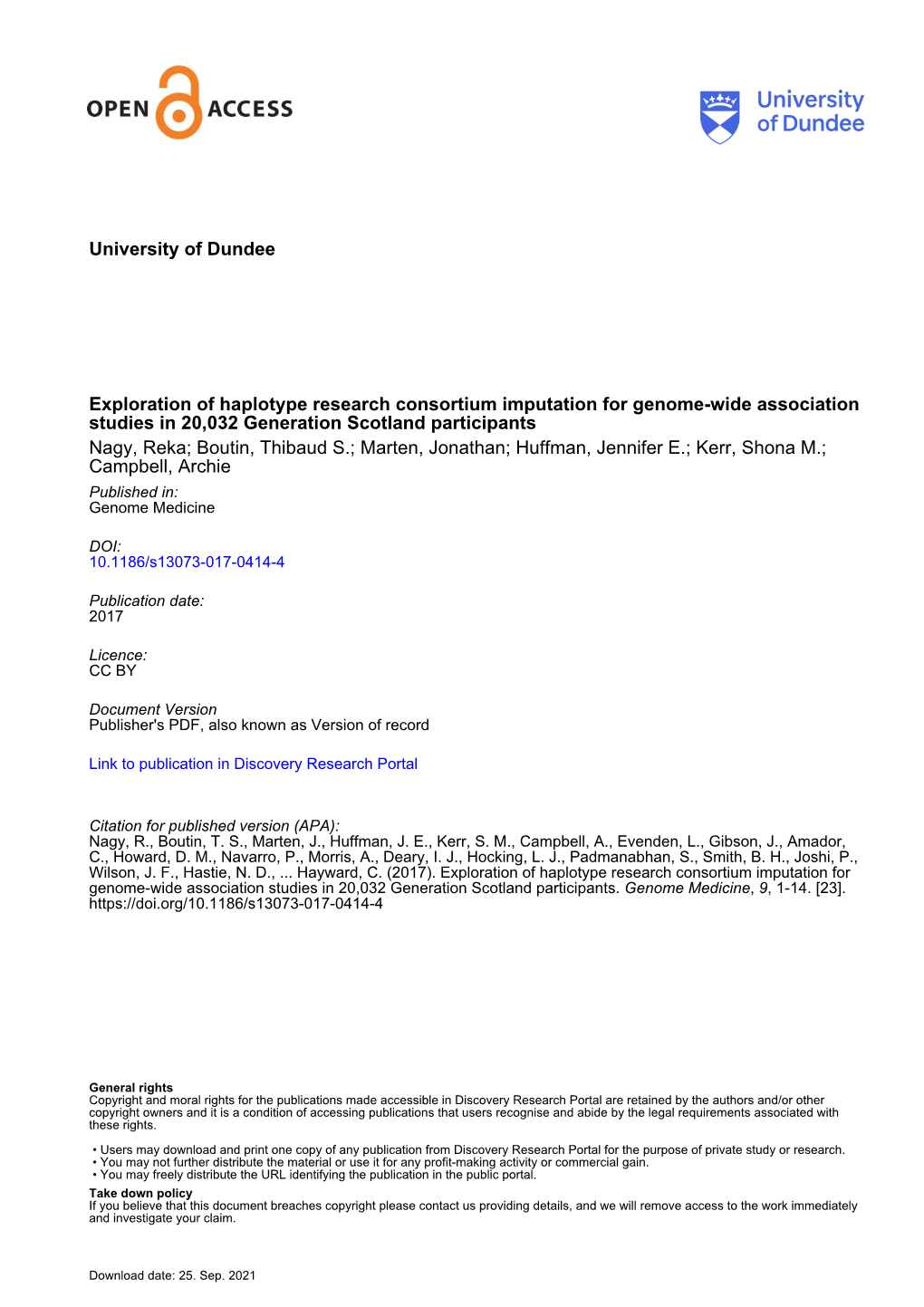 Exploration of Haplotype Research Consortium Imputation for Genome