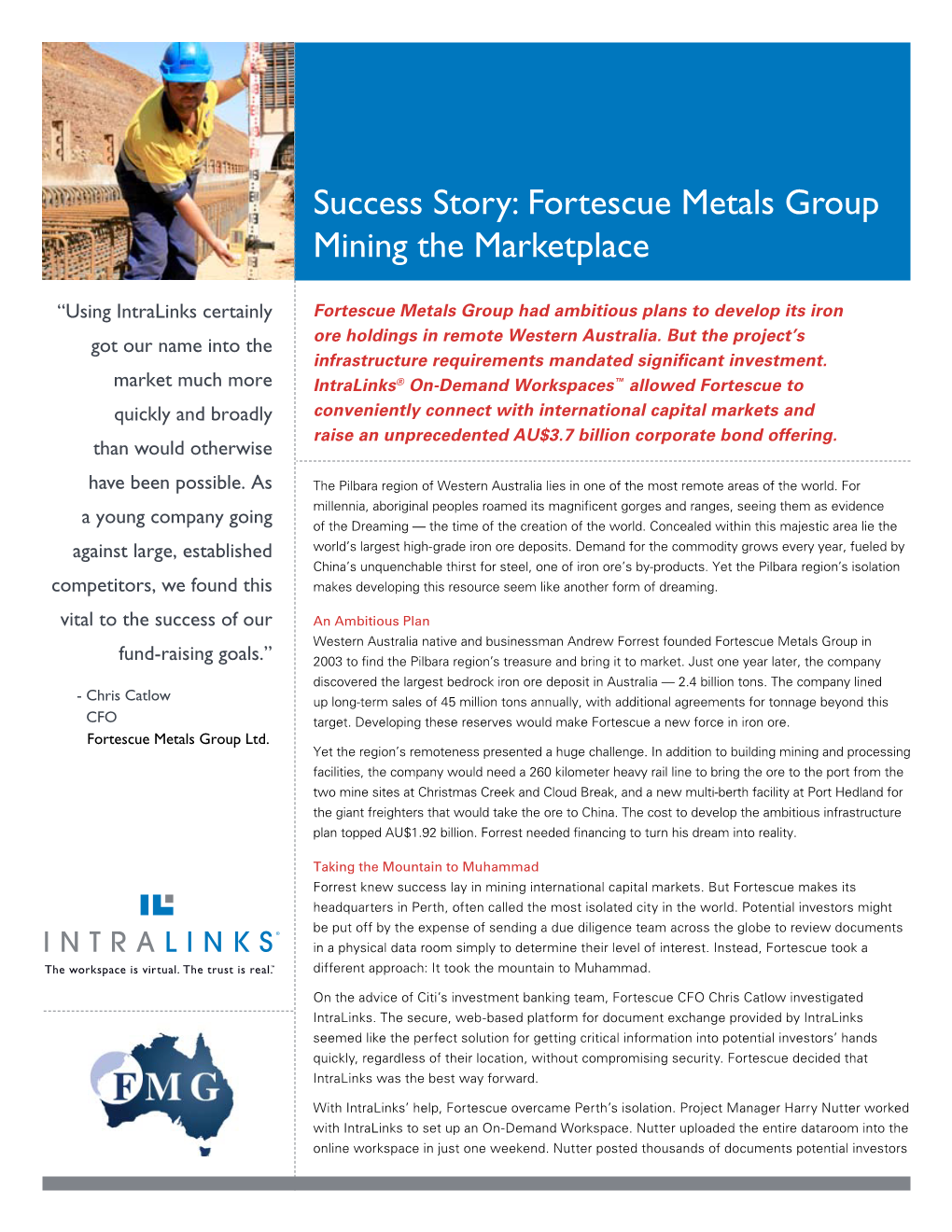 Fortescue Metals Group Mining the Marketplace