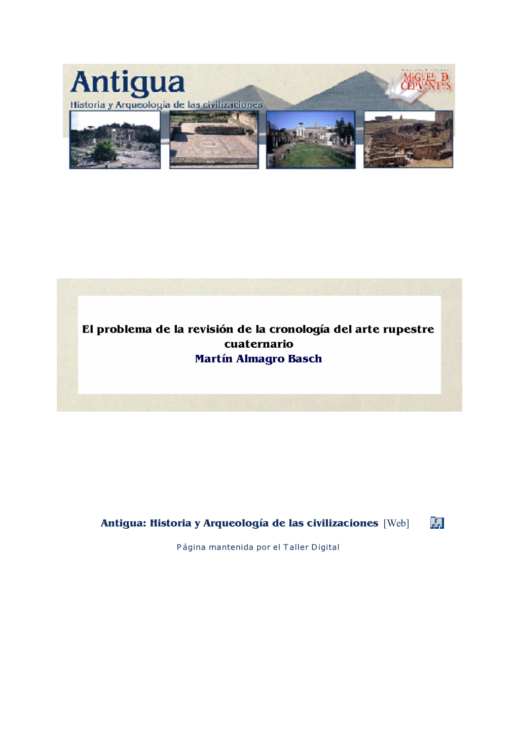 El Problema De La Revisión De La Cronología Del Arte Rupestre Cuaternario Martín Almagro Basch