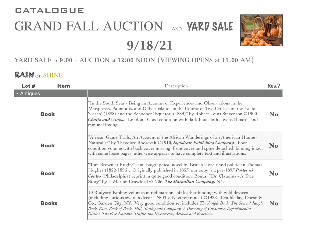 Grand Fall Auction and Yard Sale