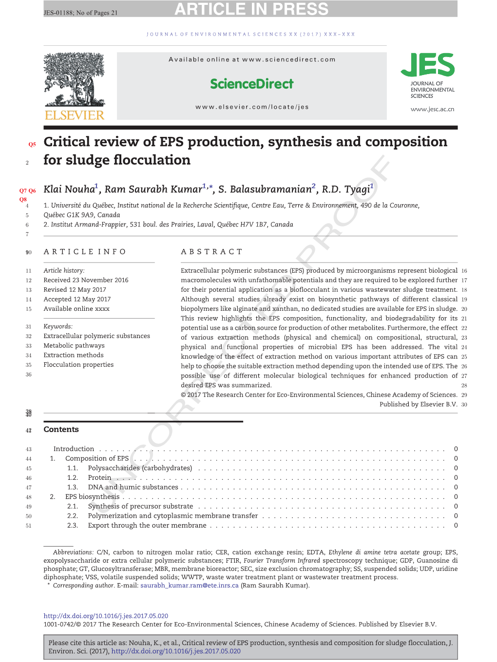 Critical Review of EPS Production, Synthesis and Composition for Sludge Flocculation, J