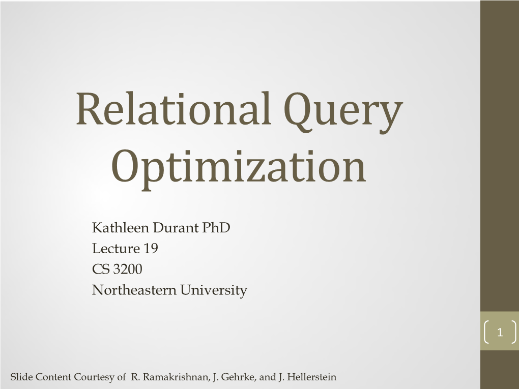 Relational Query Optimization