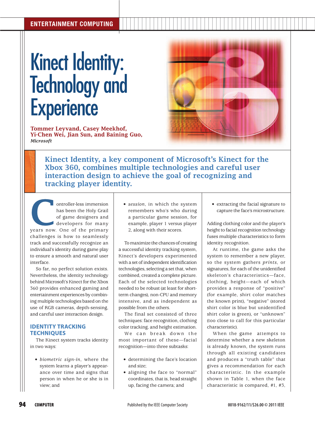 Kinect Identity: Technology and Experience