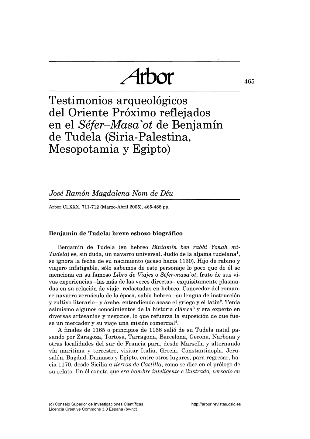 Masa`Ot De Benjamín De Tudela (Siria-Palestina, Meso