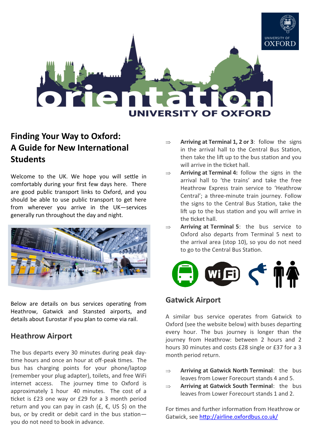 Finding Your Way to Oxford: a Guide for New International Students