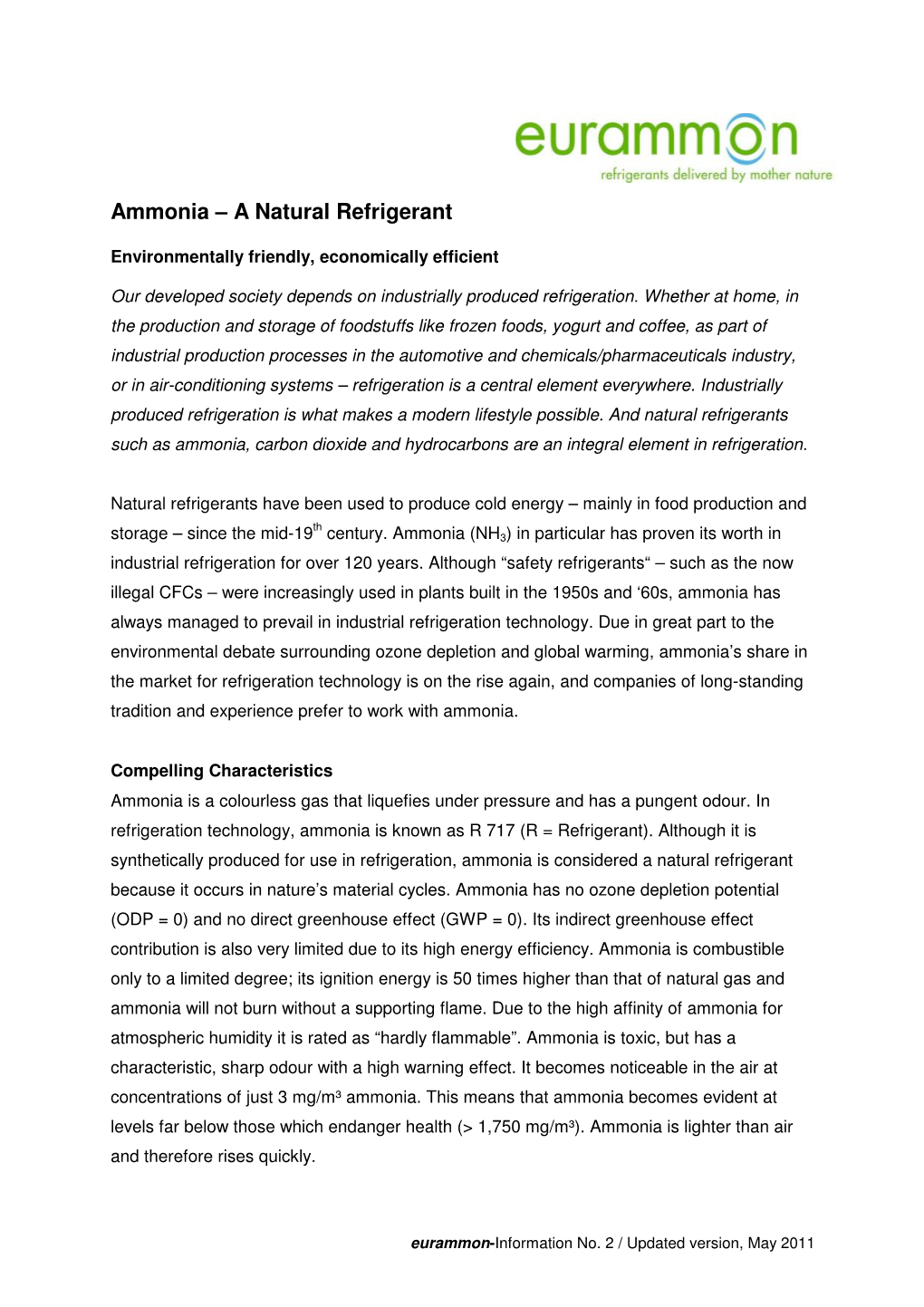 Ammonia – a Natural Refrigerant