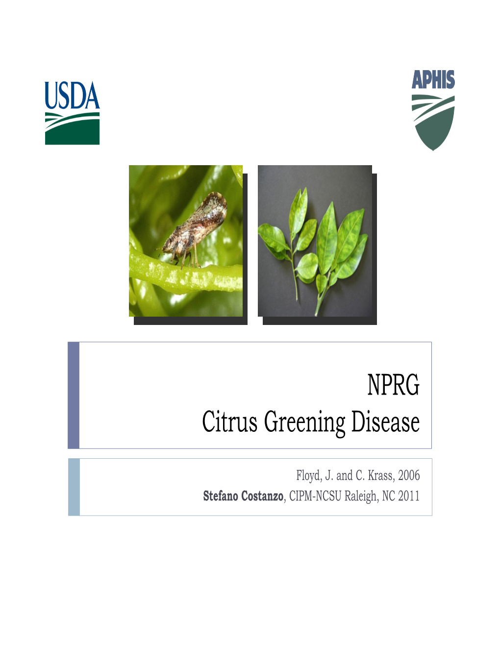 NPRG Citrus Greening Disease