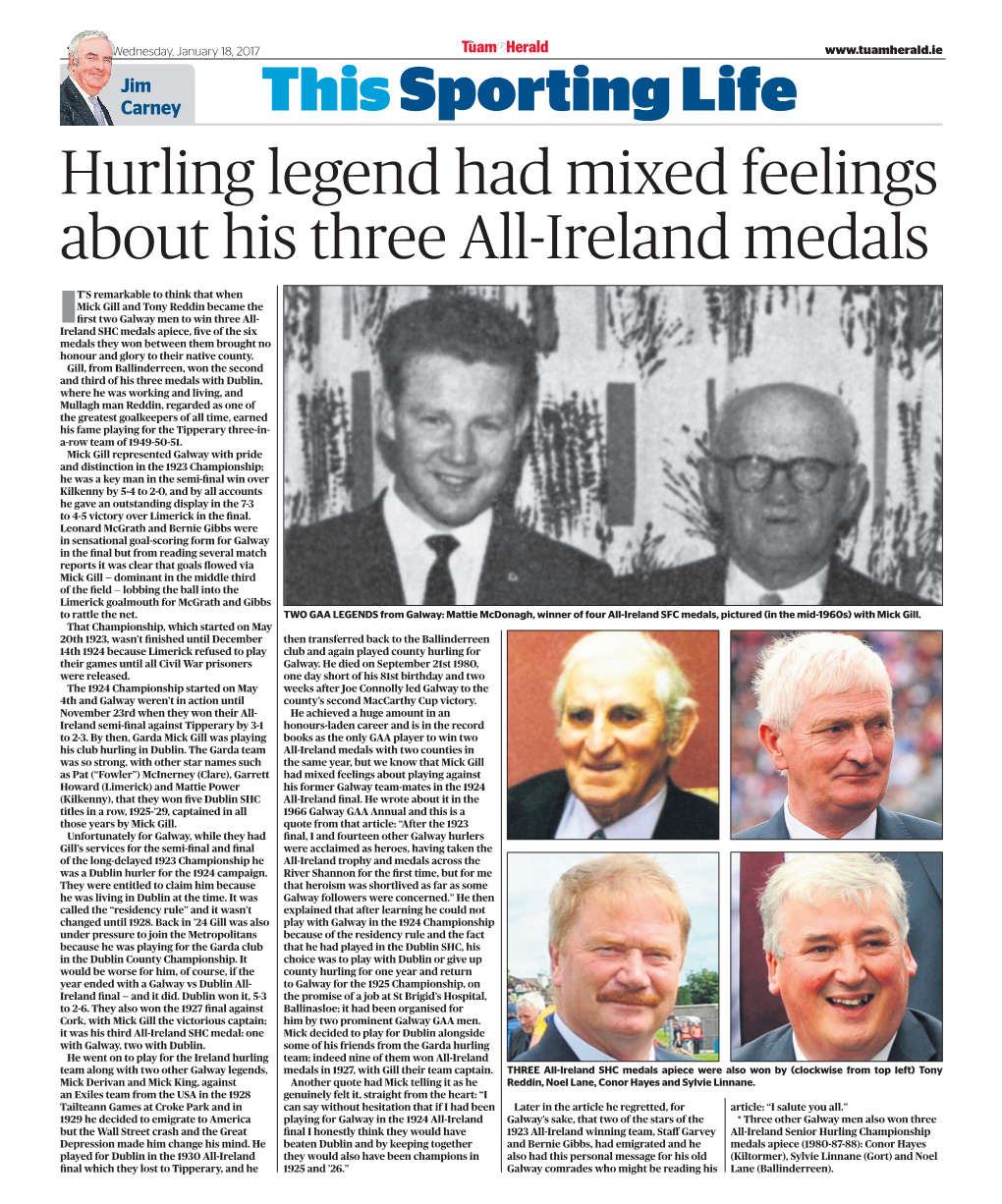 Hurling Legend Had Mixed Feelings About His Three All-Ireland Medals