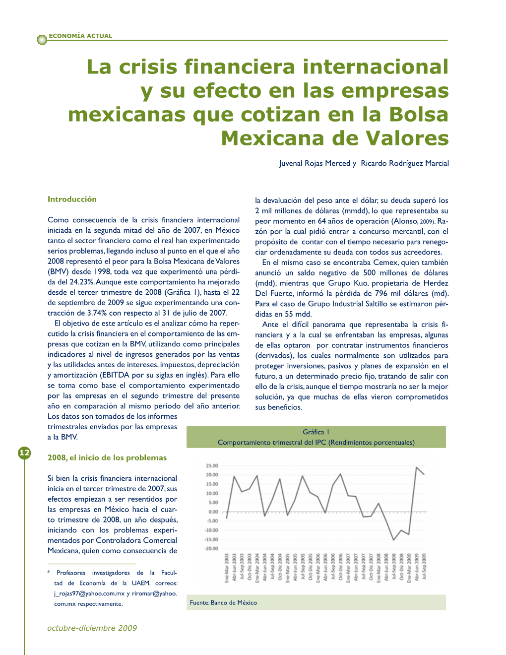 La Crisis Financiera Internacional Y Su Efecto En Las Empresas Mexicanas Que Cotizan En La Bolsa Mexicana De Valores