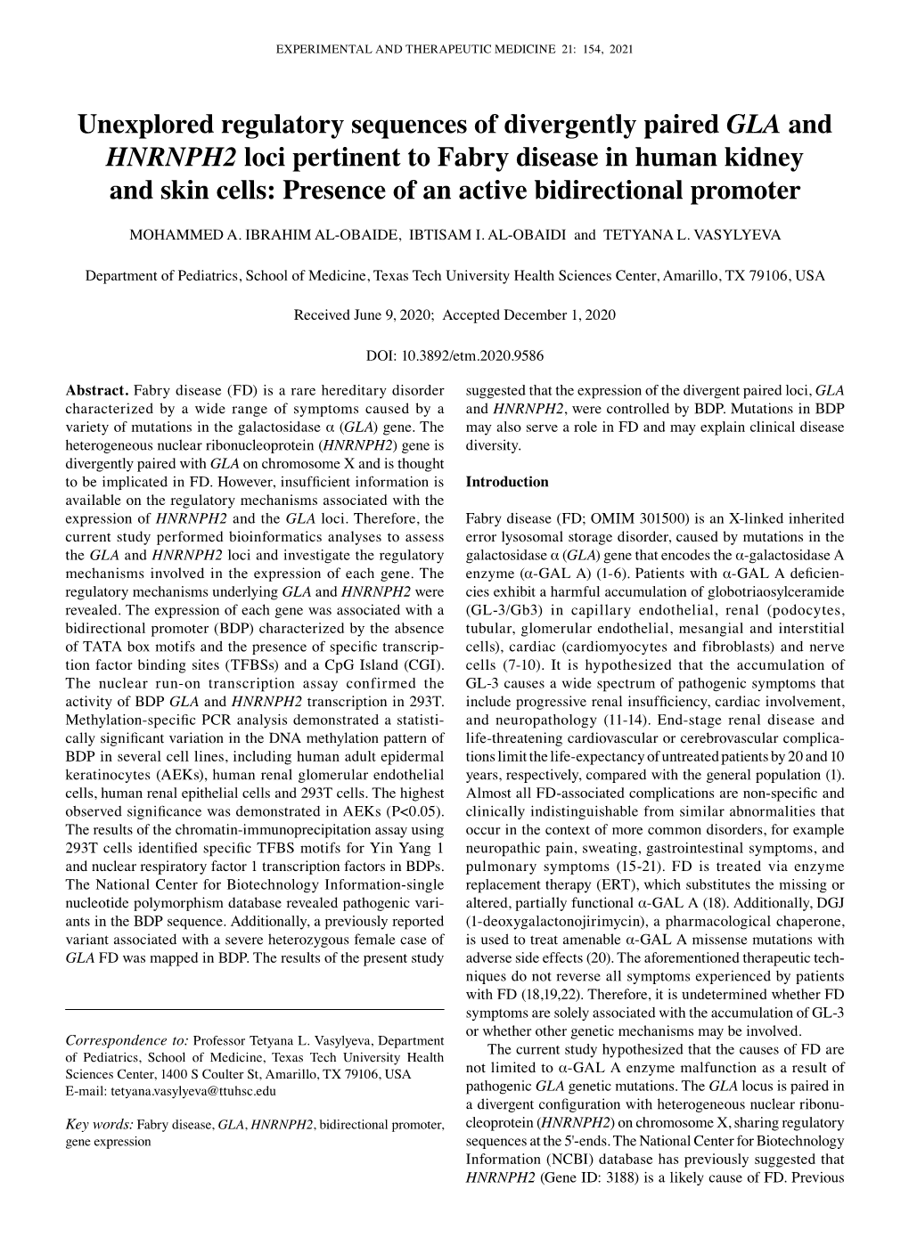 Unexplored Regulatory Sequences of Divergently Paired GLA And