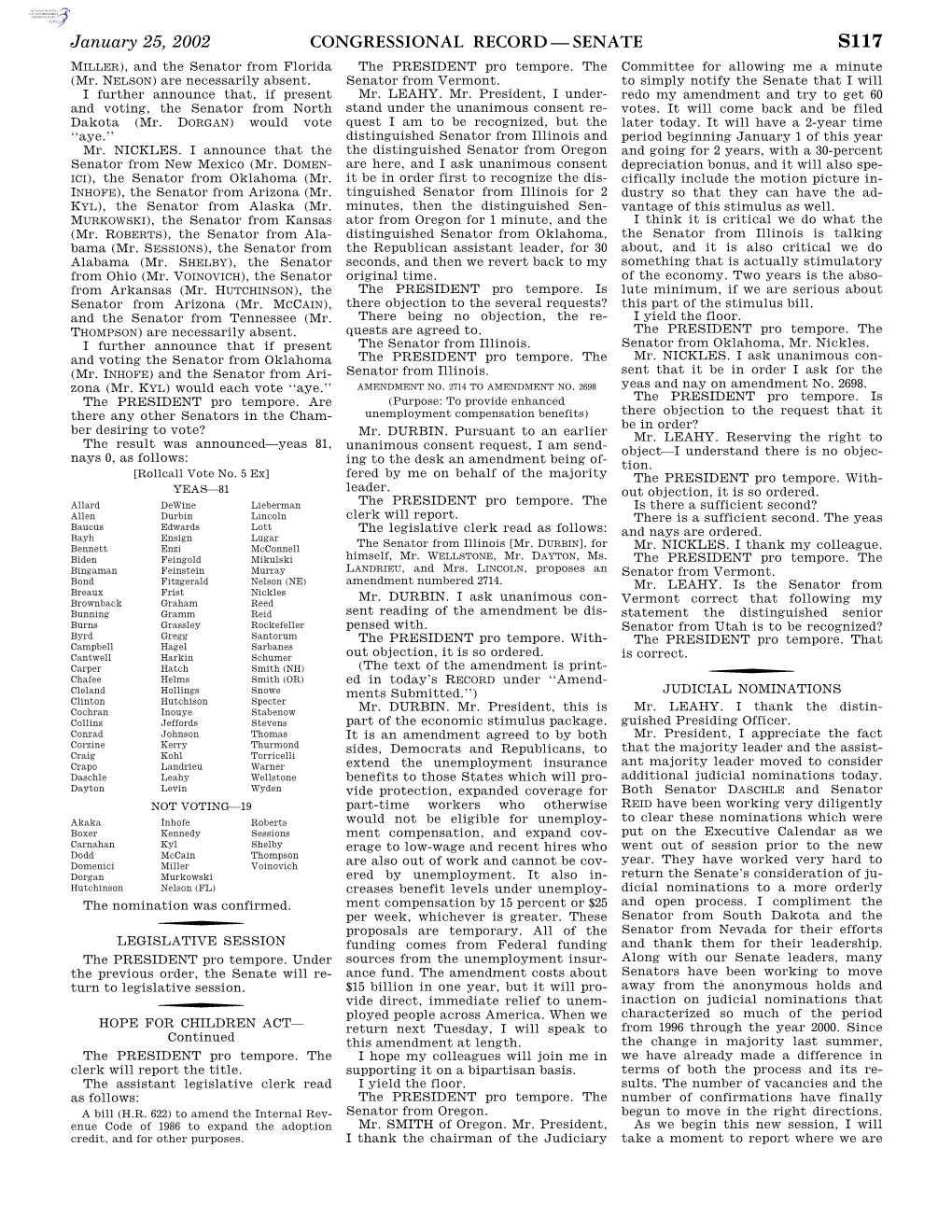 Congressional Record—Senate S117