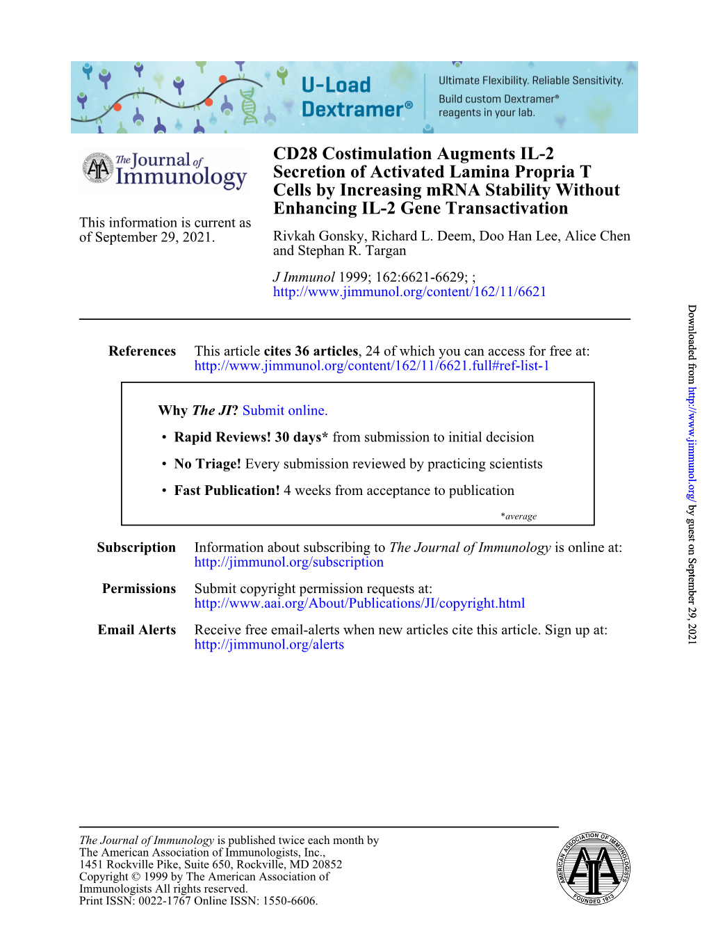 Enhancing IL-2 Gene Transactivation Cells by Increasing Mrna Stability