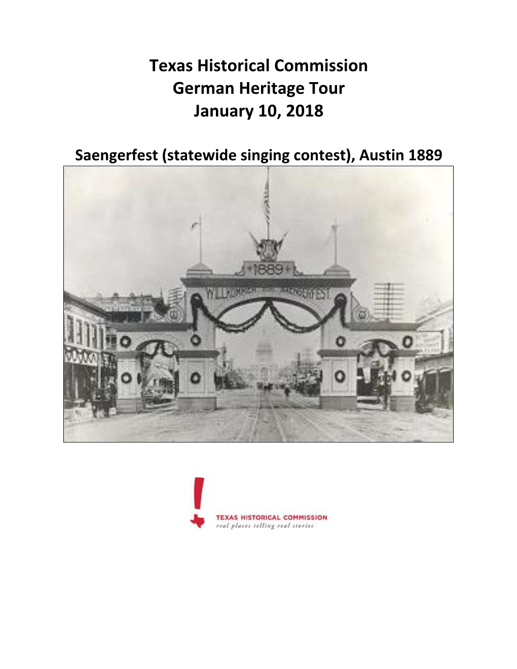 Texas Historical Commission German Heritage Tour January 10, 2018