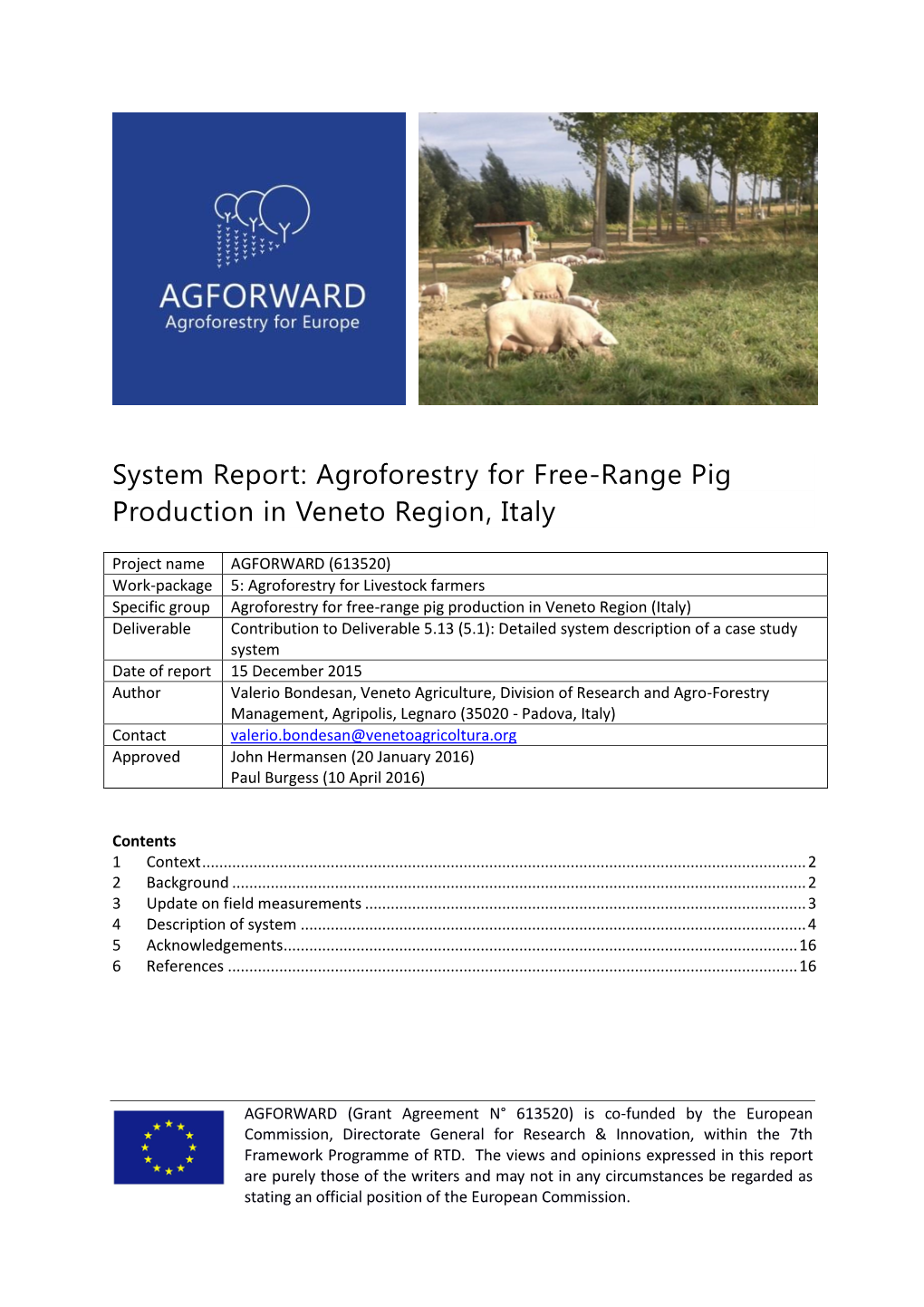 System Report: Agroforestry for Free-Range Pig Production in Veneto Region, Italy