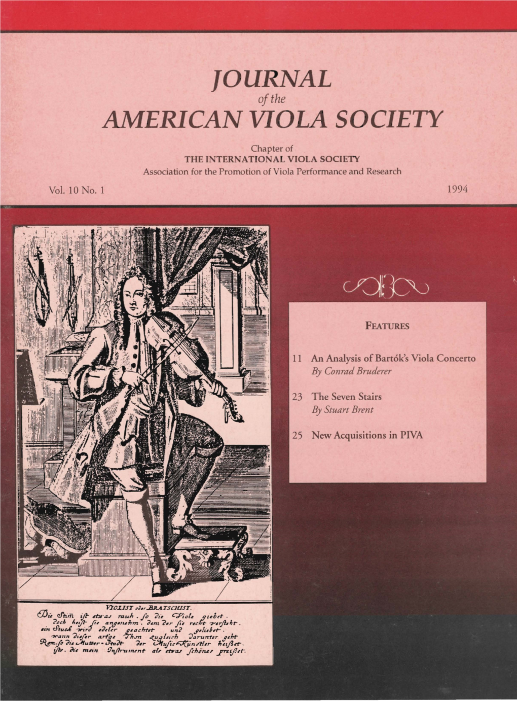 Journal of the American Viola Society Volume 10 No. 1, 1994