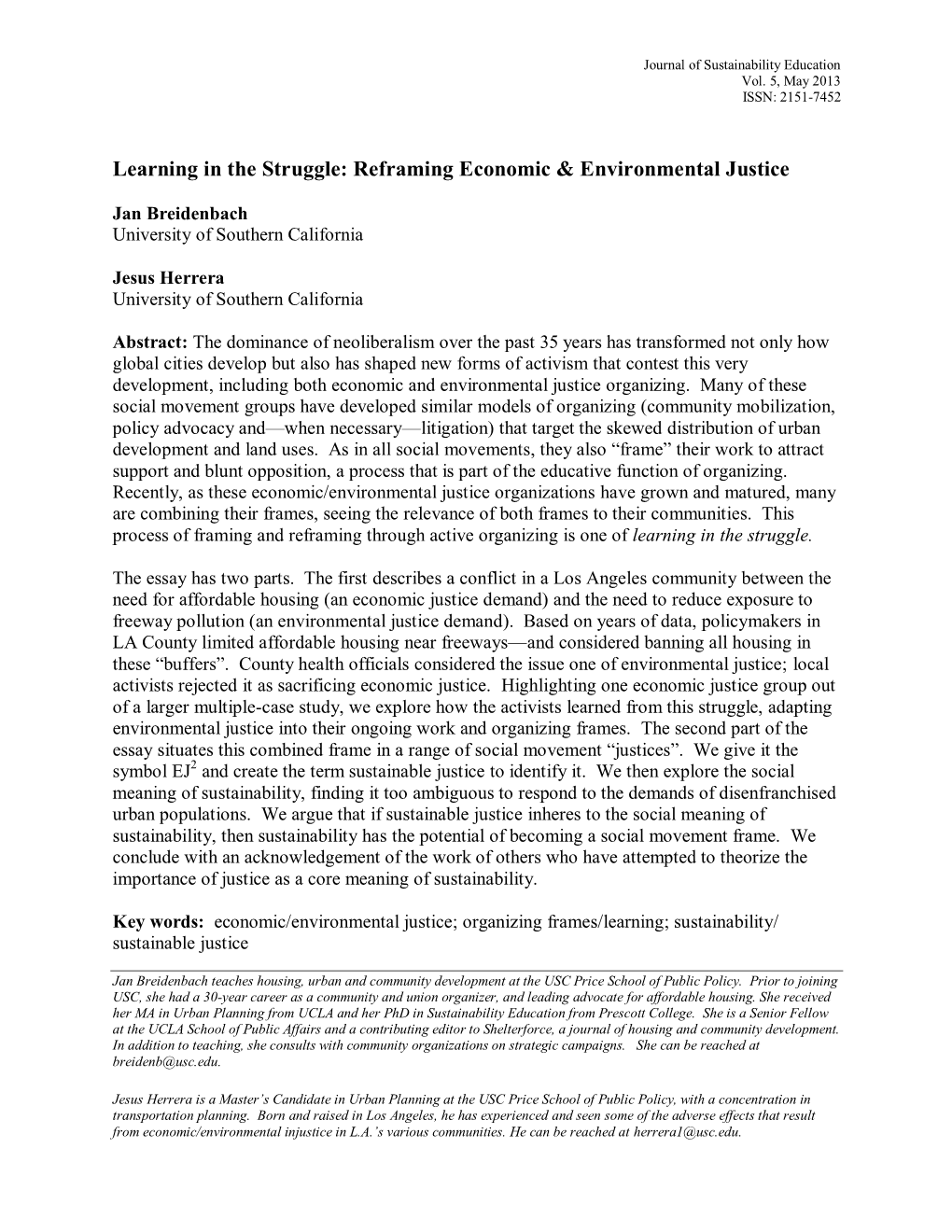 Reframing Economic & Environmental Justice