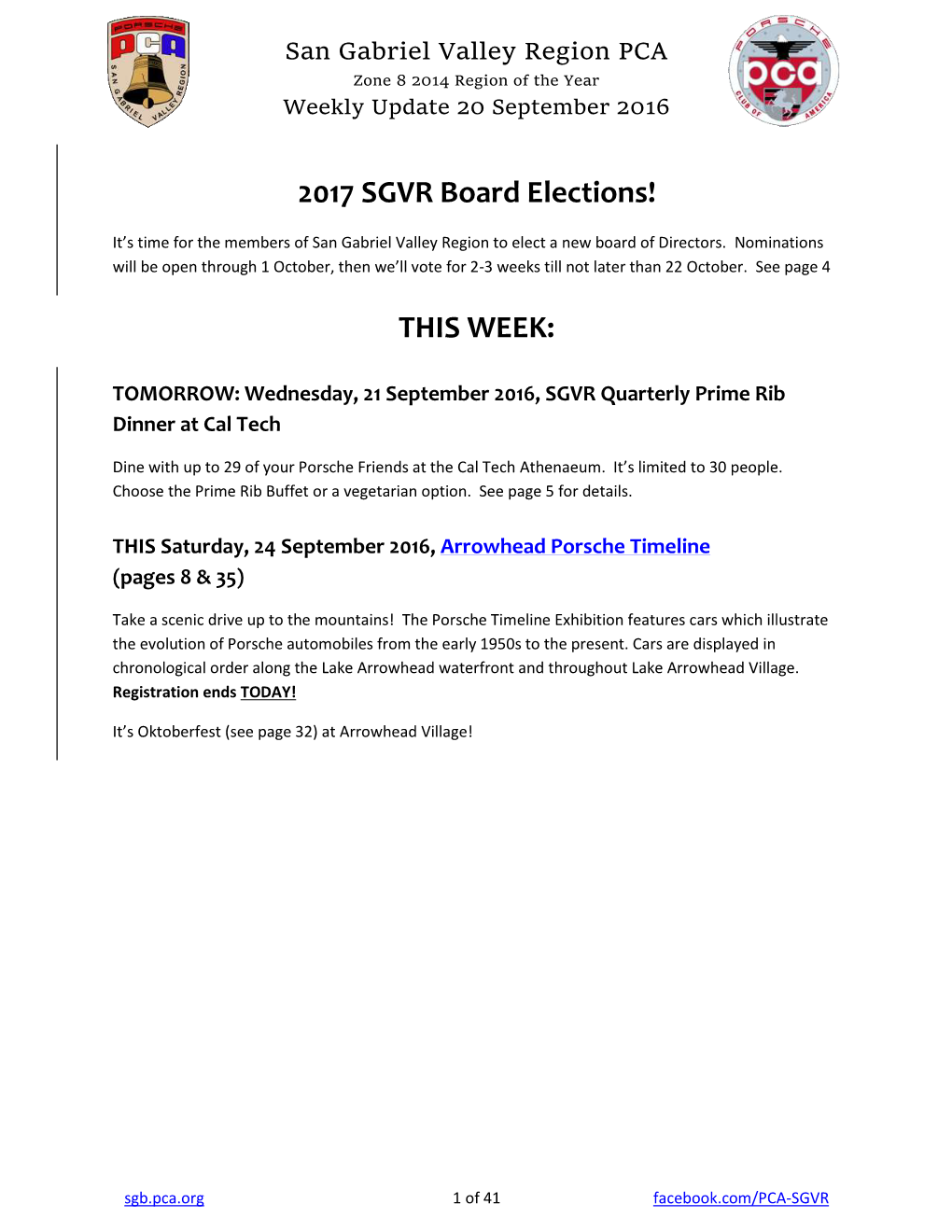 2017 SGVR Board Elections! THIS WEEK