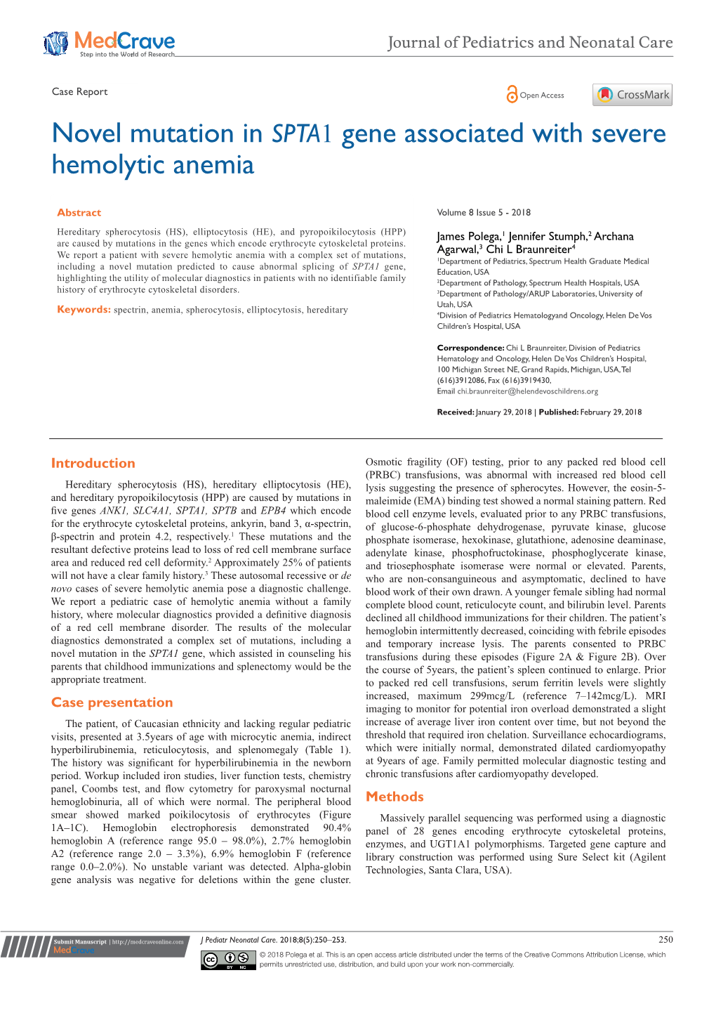 Novel Mutation in SPTA1 Gene Associated with Severe Hemolytic Anemia