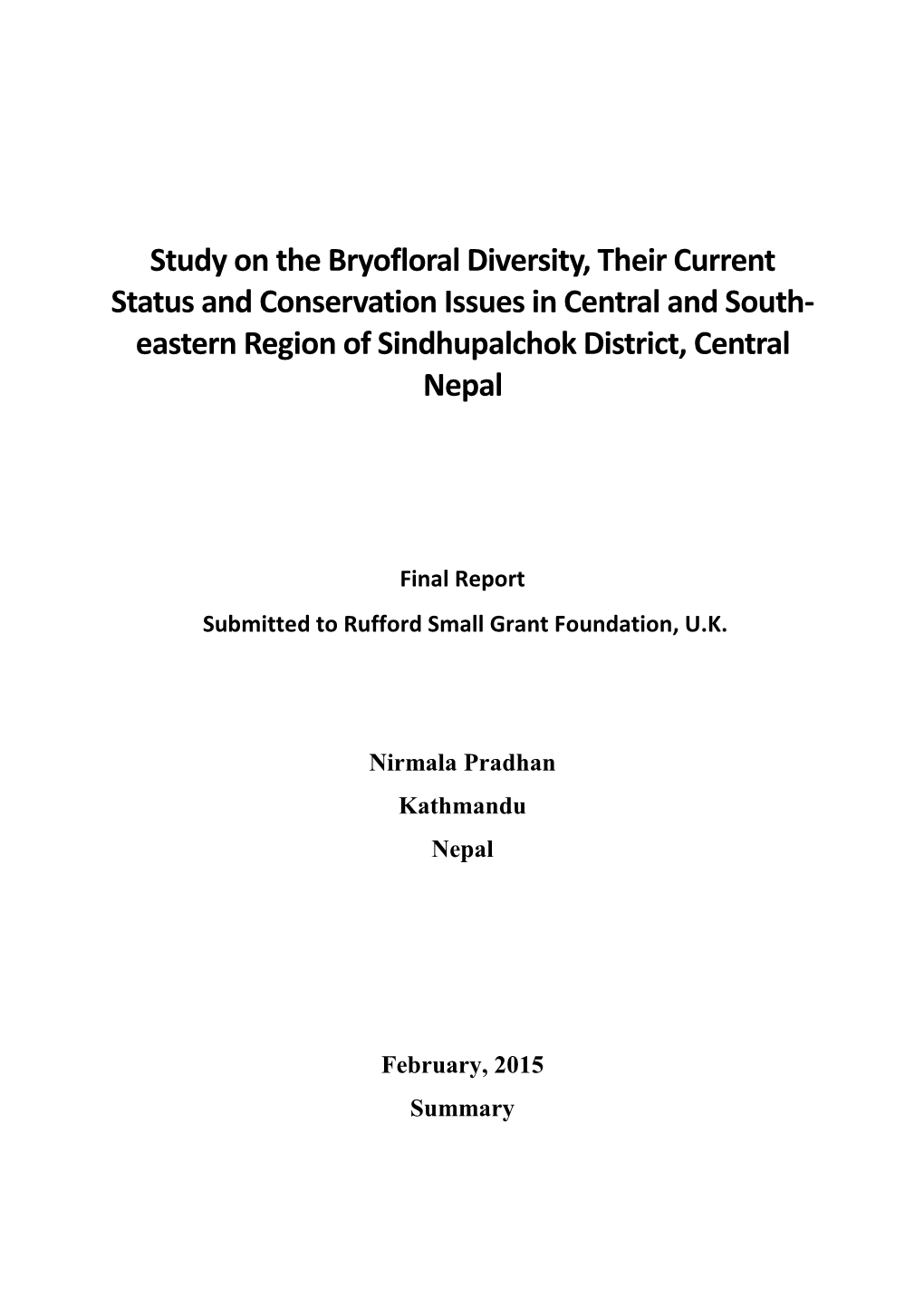 Eastern Region of Sindhupalchok District, Central Nepal