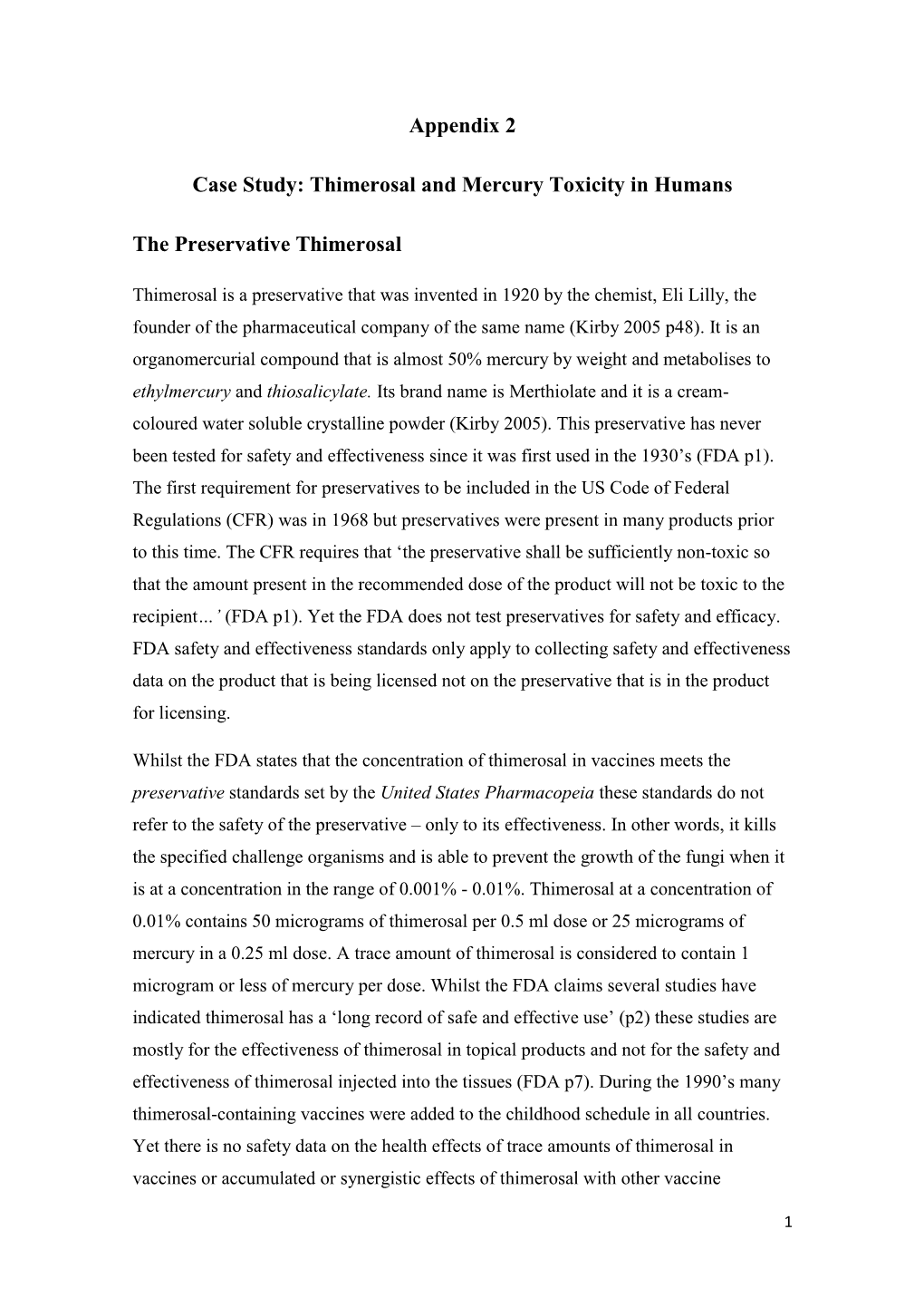 Appendix 2 Case Study: Thimerosal and Mercury Toxicity in Humans