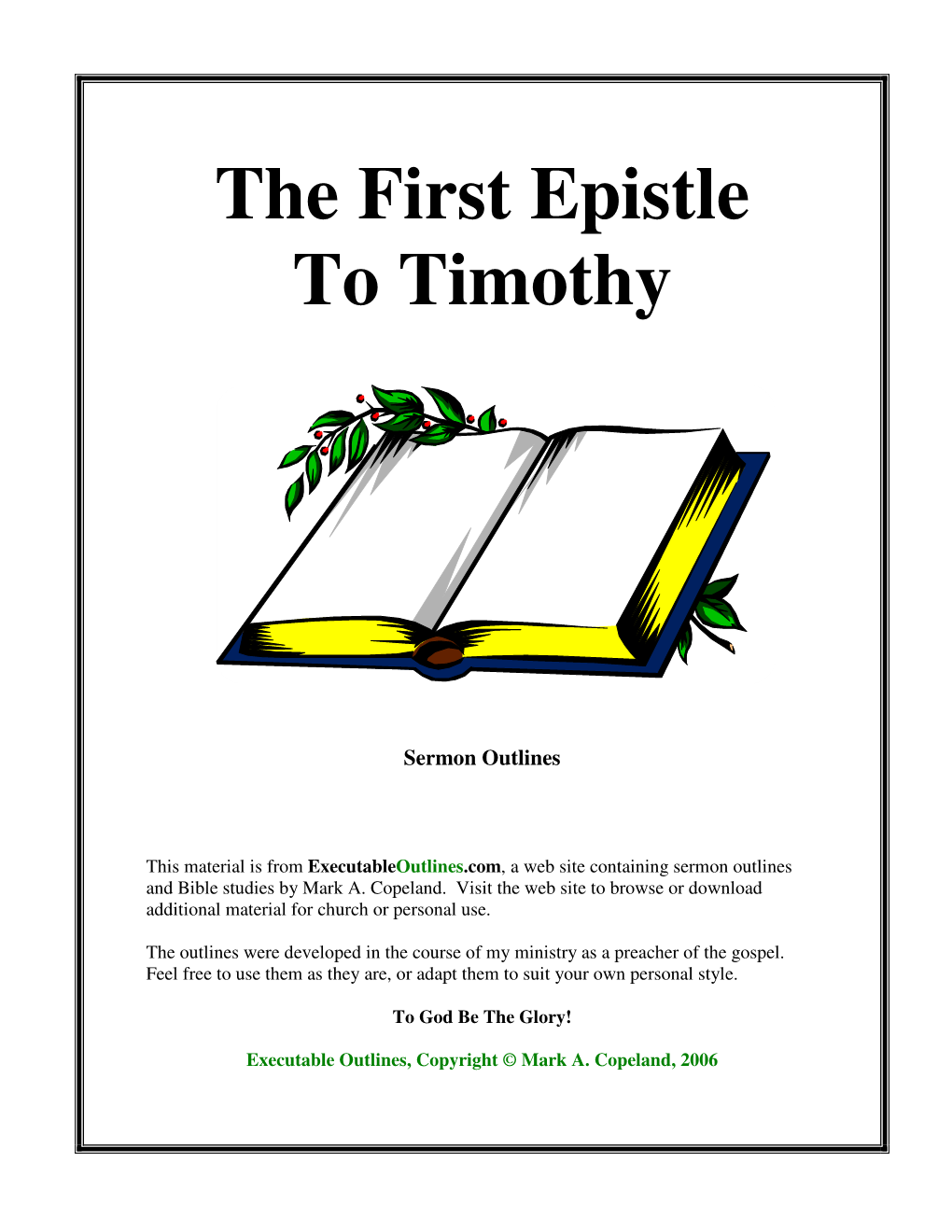 The First Epistle to Timothy