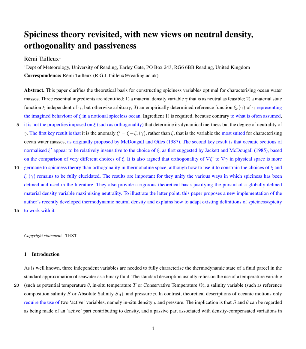 Spiciness Theory Revisited, with New Views on Neutral Density