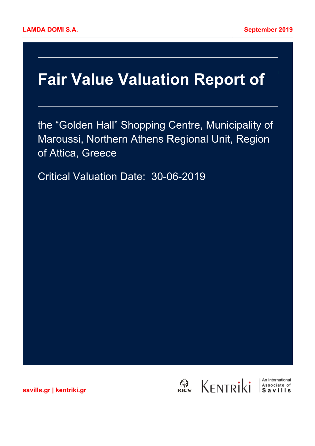 Fair Value Valuation Report of F