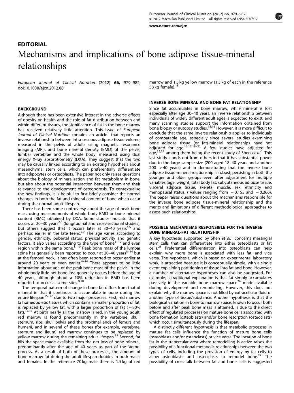 Mechanisms and Implications of Bone Adipose Tissue-Mineral Relationships