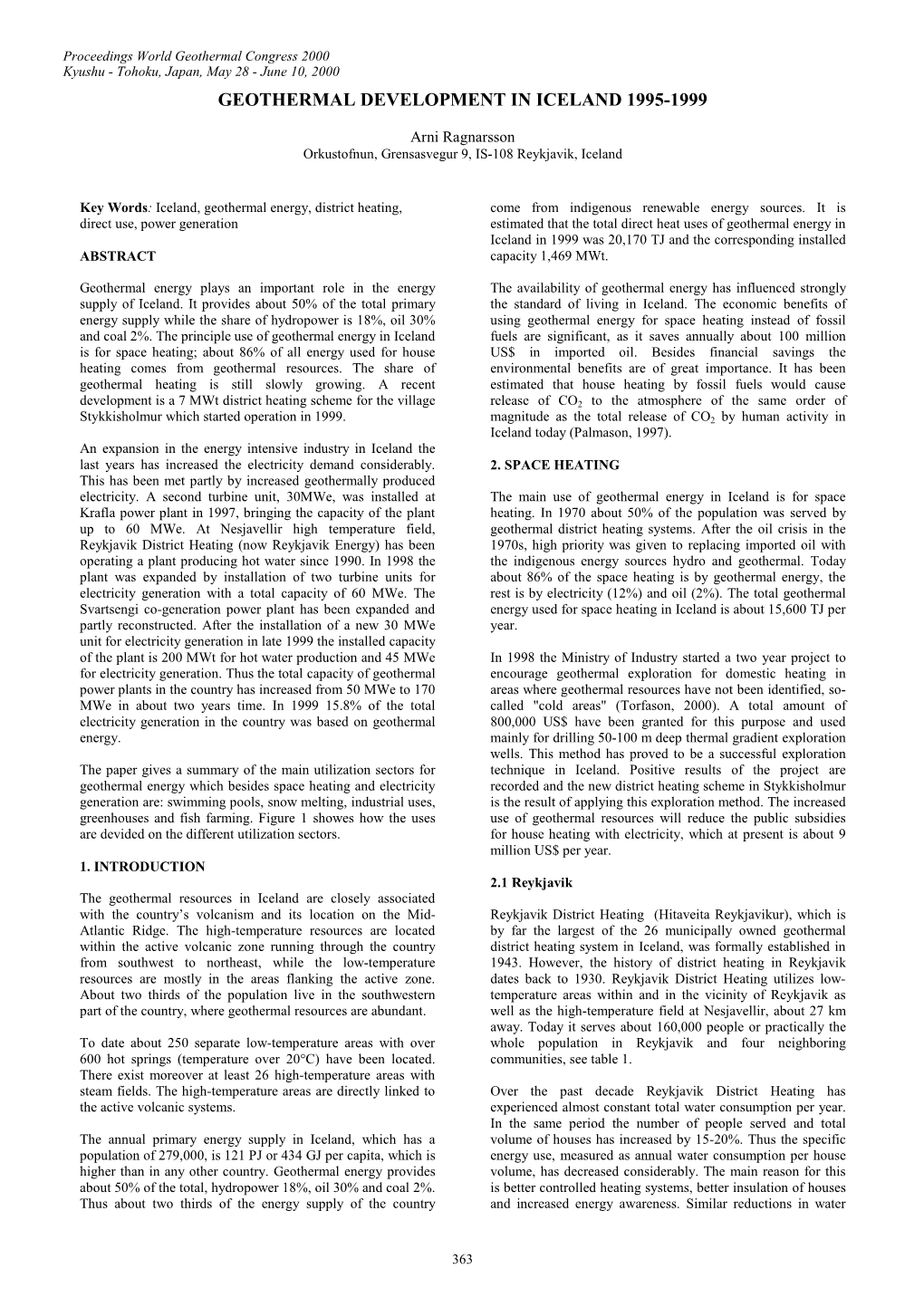 Geothermal Development in Iceland 1995-1999