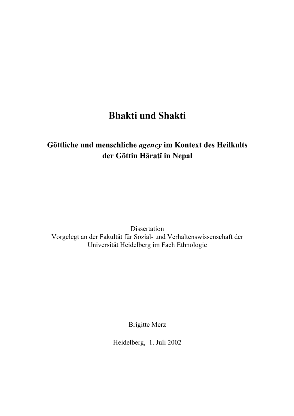 Bhakti Und Shakti