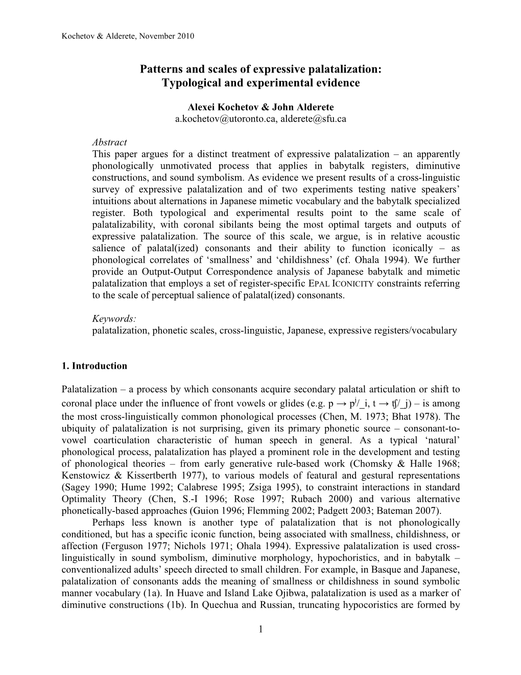 Scales and Patterns of Expressive Palatalization