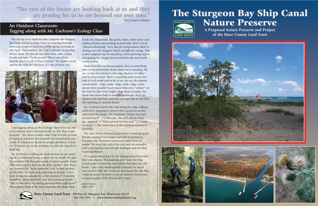 Sturgeon Bay Canal Nature Preserve Information Sheet