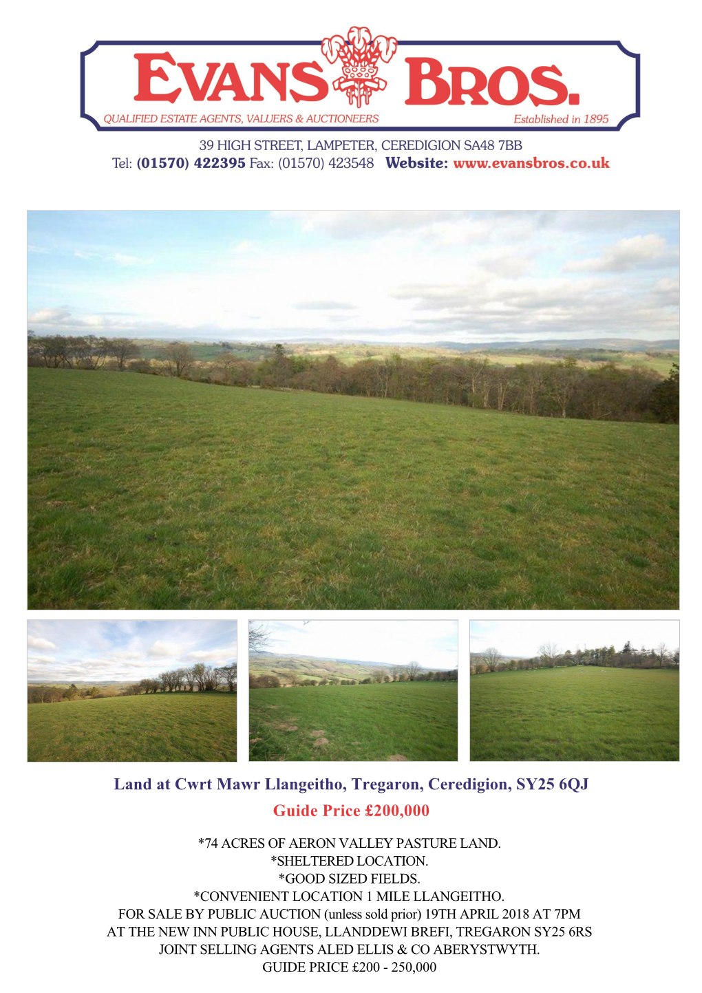 Land at Cwrt Mawr Llangeitho, Tregaron, Ceredigion, SY25 6QJ Guide Price £200,000