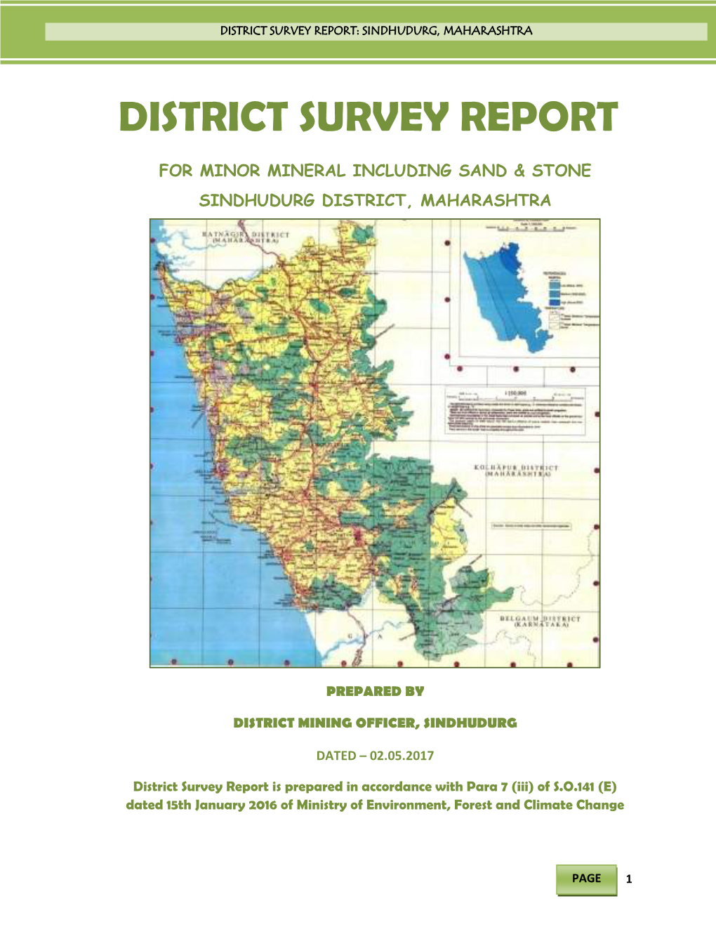 District Survey Report: Sindhudurg, Maharashtra