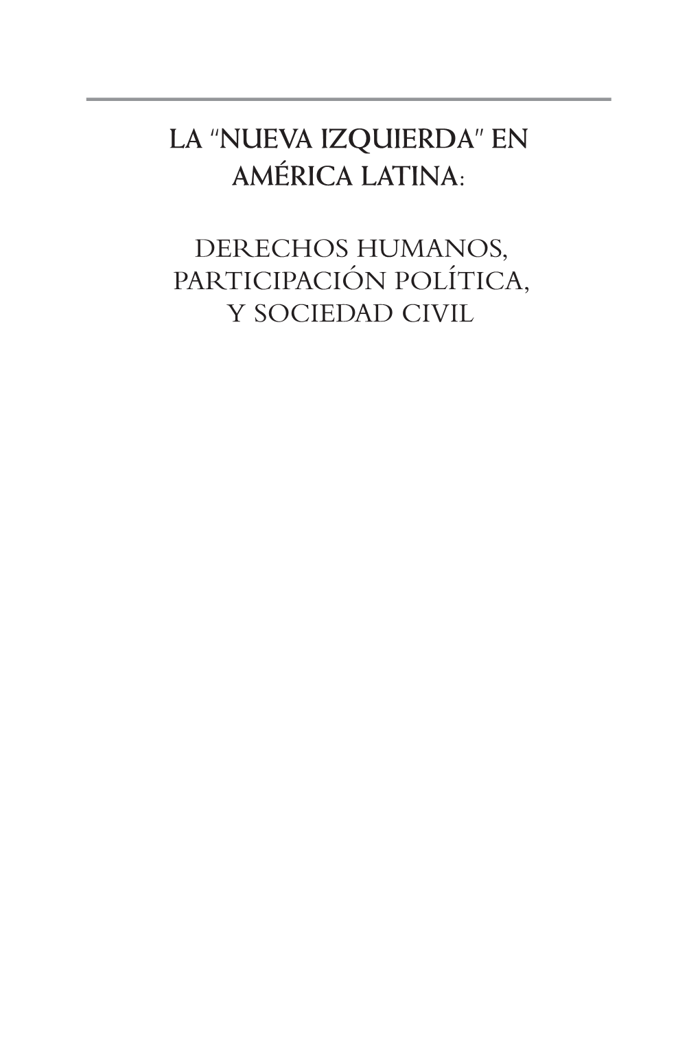 DERECHOS HUMANOS, PARTICIPACIÓN POLÍTICA, Y SOCIEDAD CIVIL Latin American Program