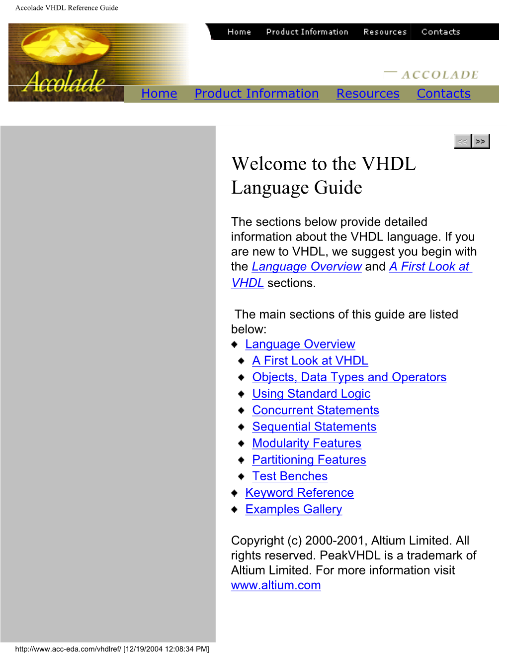 VHDL Language Guide (Accolade)