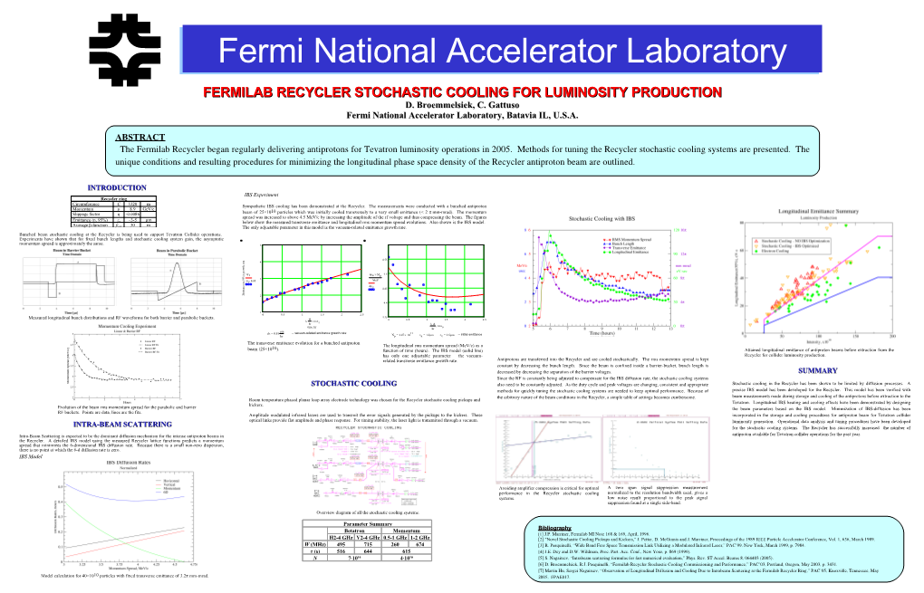 Fermilab Recycler Stochastic Cooling For