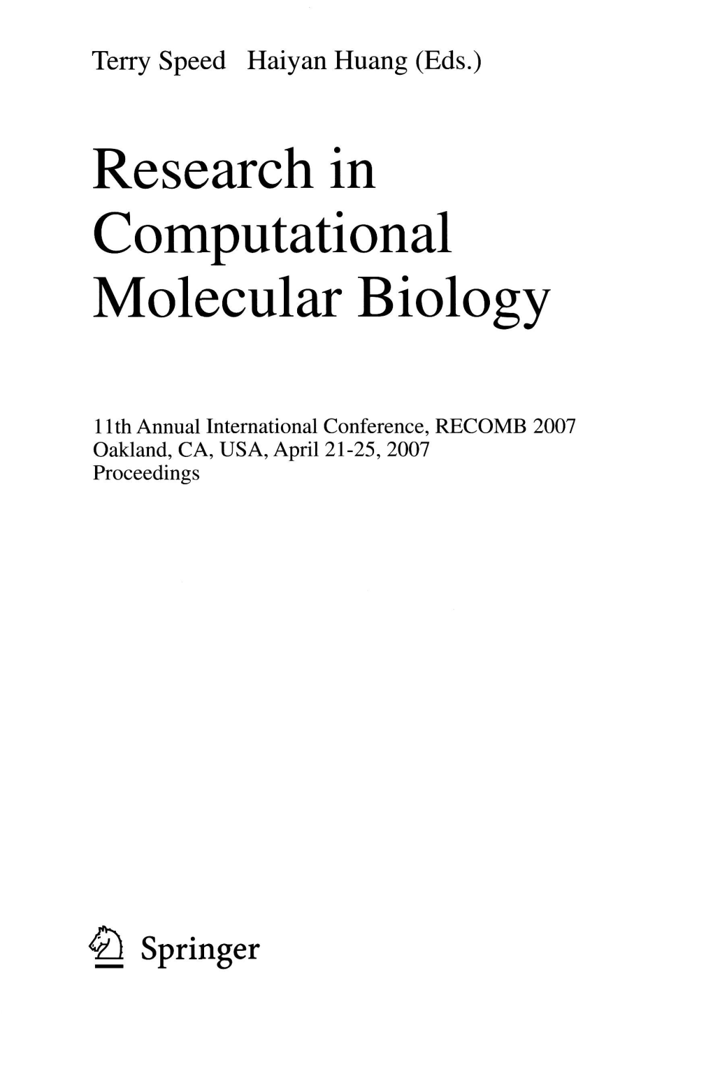 Research in Computational Molecular Biology