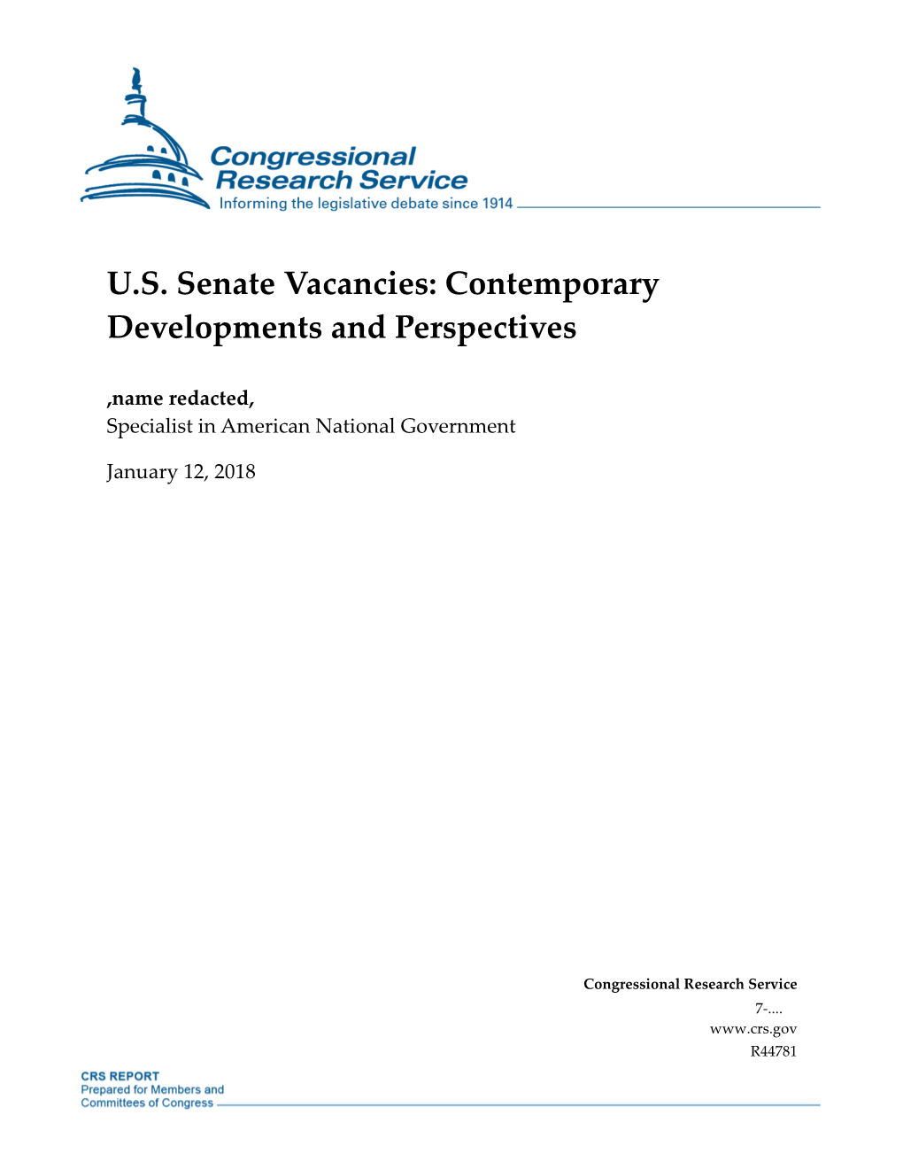 US Senate Vacancies