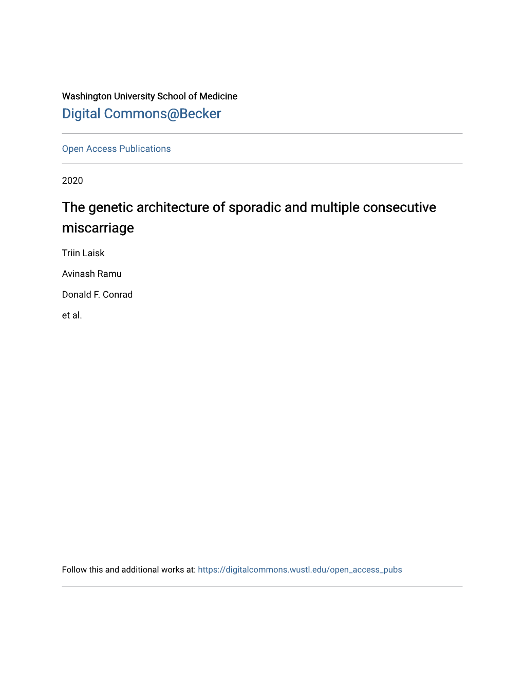 The Genetic Architecture of Sporadic and Multiple Consecutive Miscarriage
