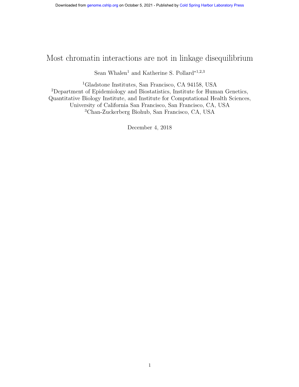 Most Chromatin Interactions Are Not in Linkage Disequilibrium