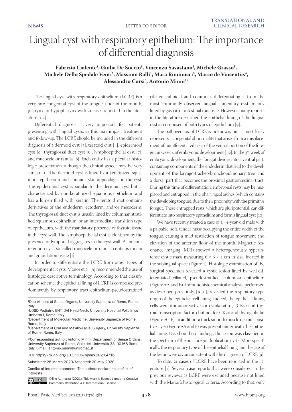 Lingual Cyst with Respiratory Epithelium: the Importance of Differential Diagnosis